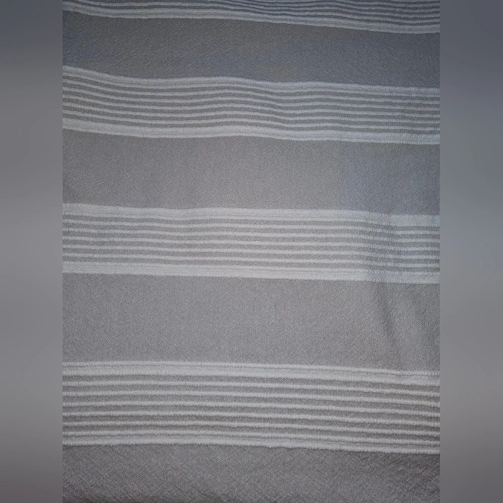 Vera Wang Gray White Horizontal Stripe Fabric Shower Curtain 64×66